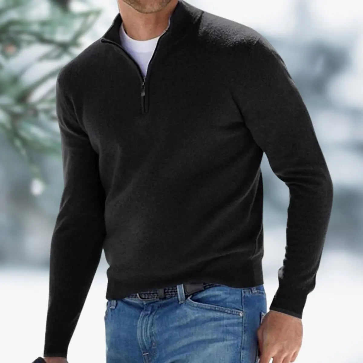 George | Men's Quarter-Zip Mens Knit Sweater Long Sleeve Pullover Jumper