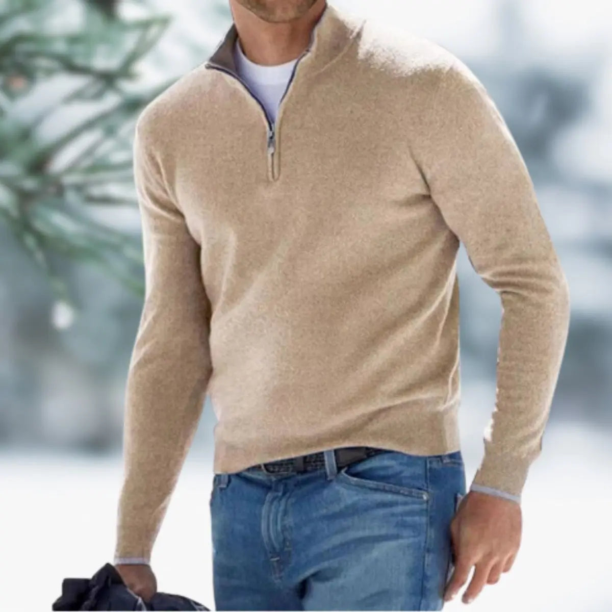 George | Men's Quarter-Zip Mens Knit Sweater Long Sleeve Pullover Jumper
