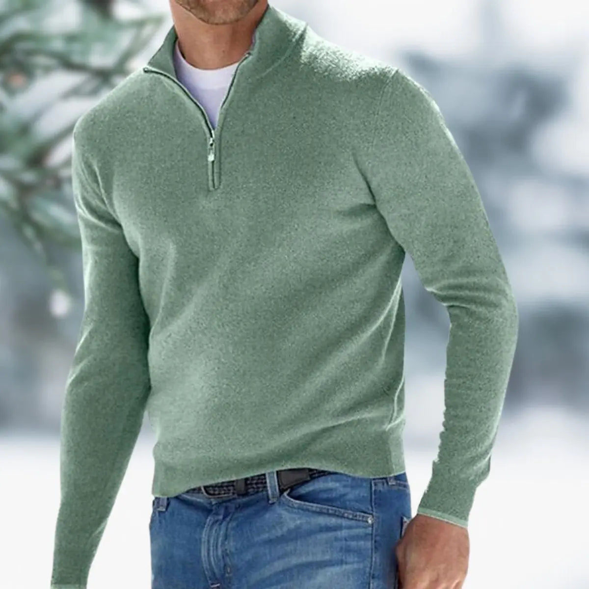 George | Men's Quarter-Zip Mens Knit Sweater Long Sleeve Pullover Jumper