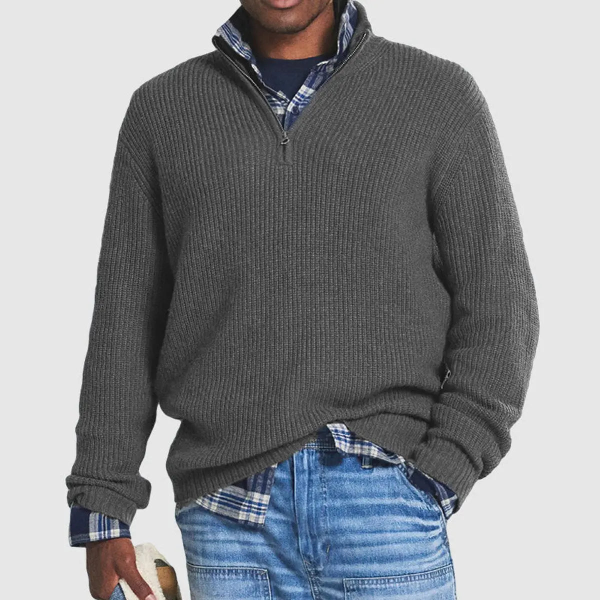 Oscar | Men's Quarter-Zip Ribbed Knit Sweater Pullover Jumper