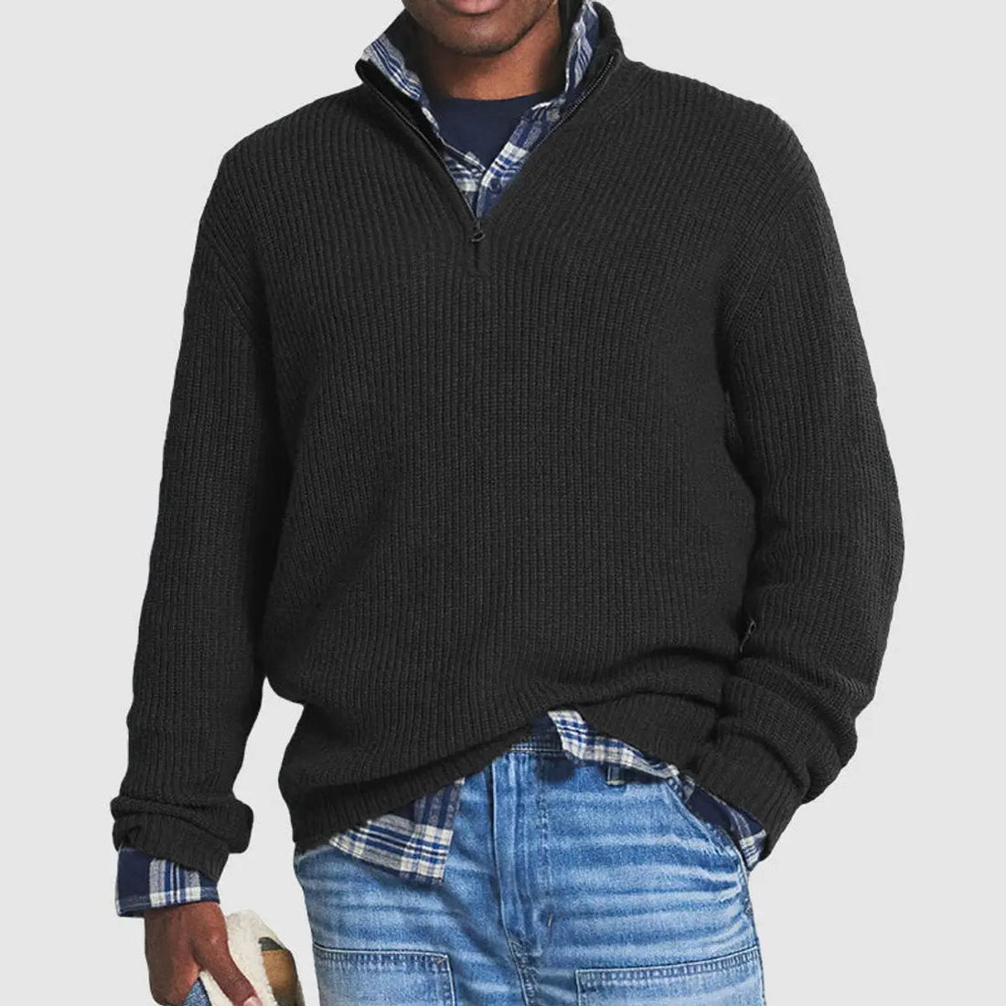 Oscar | Men's Quarter-Zip Ribbed Knit Sweater Pullover Jumper
