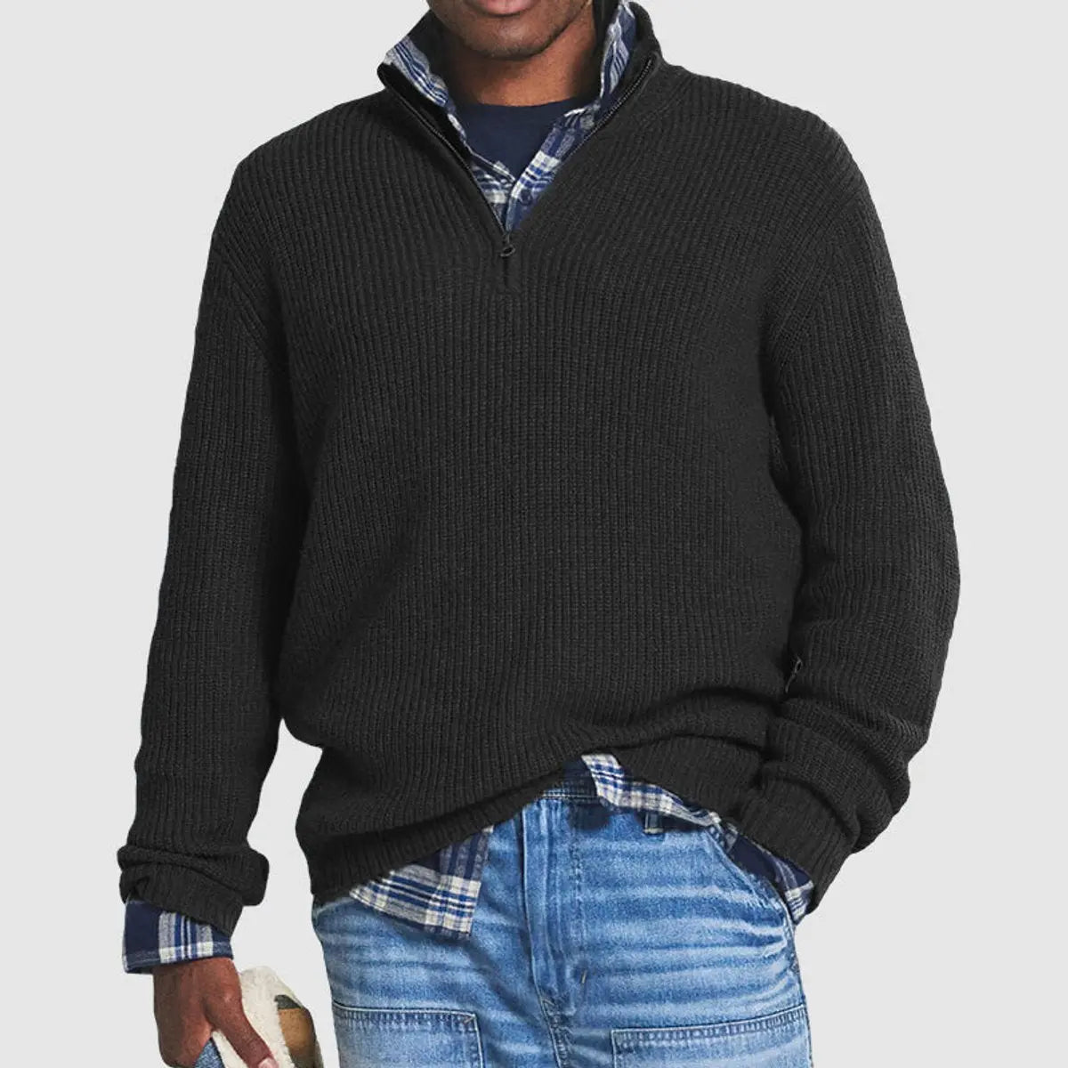 Oscar | Men's Quarter-Zip Ribbed Knit Sweater Pullover Jumper