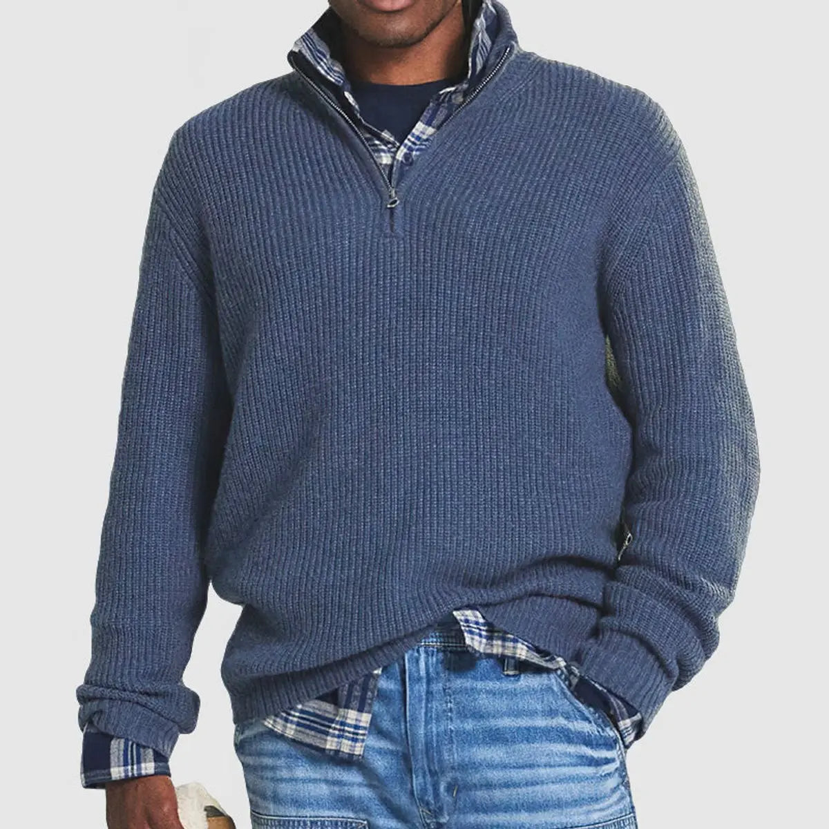Oscar | Men's Quarter-Zip Ribbed Knit Sweater Pullover Jumper