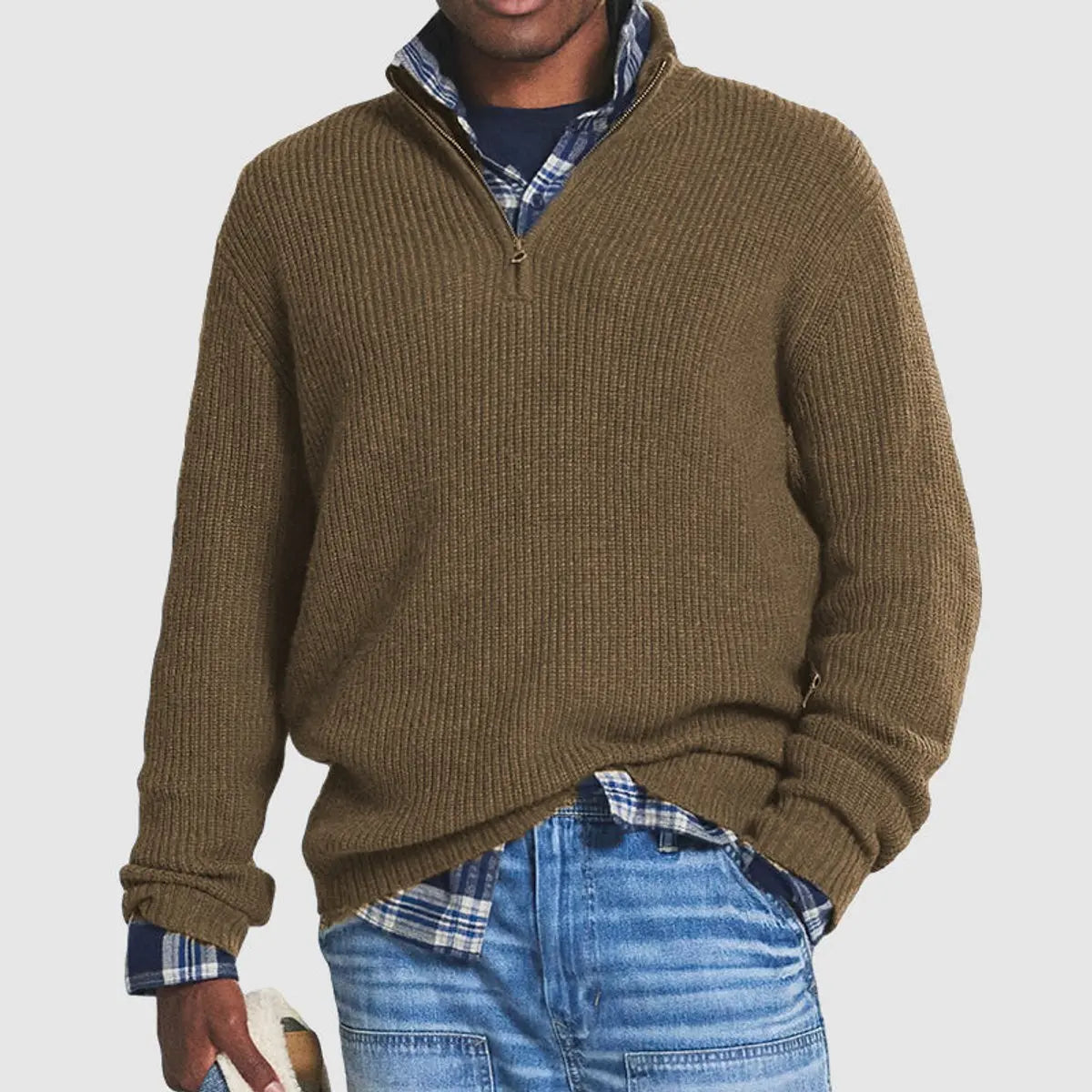 Oscar | Men's Quarter-Zip Ribbed Knit Sweater Pullover Jumper