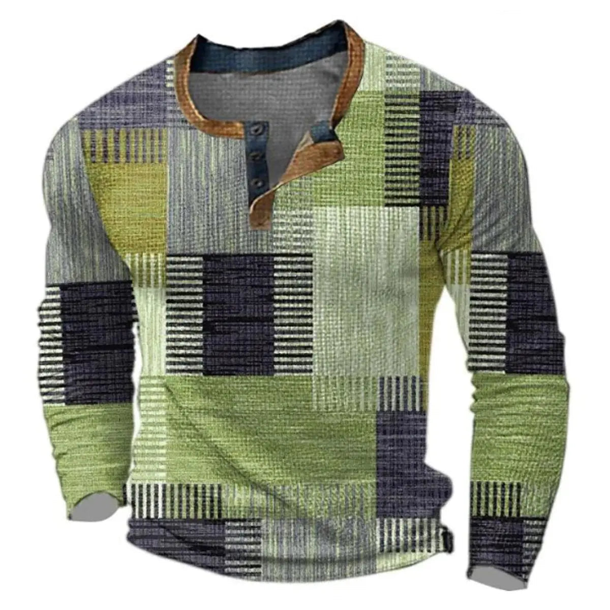 Thomas | Men's Retro Colour Block Long Sleeve Mens Knit Sweater Henley Top