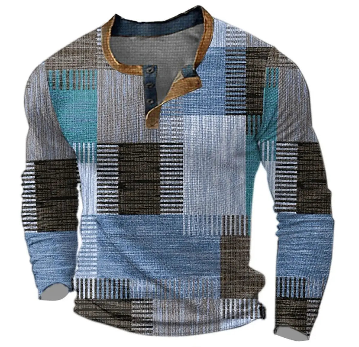 Thomas | Men's Retro Colour Block Long Sleeve Mens Knit Sweater Henley Top