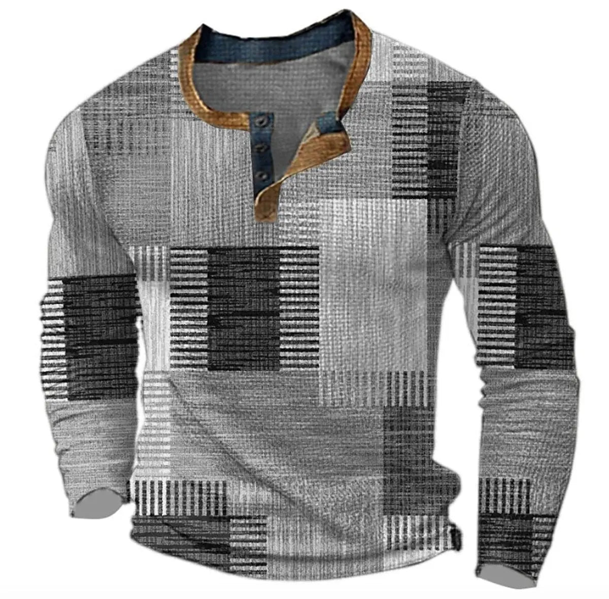 Thomas | Men's Retro Colour Block Long Sleeve Mens Knit Sweater Henley Top