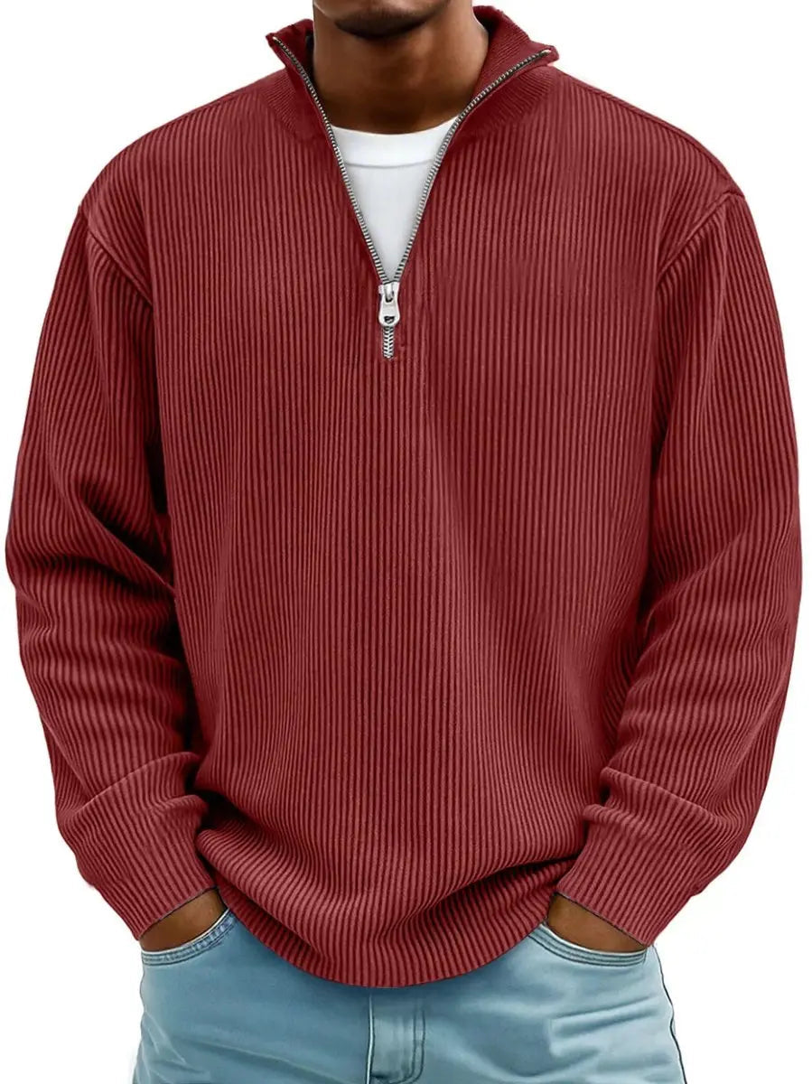 Alfie | Men's Ribbed Knit Sweater Quarter-Zip Pullover Jumper
