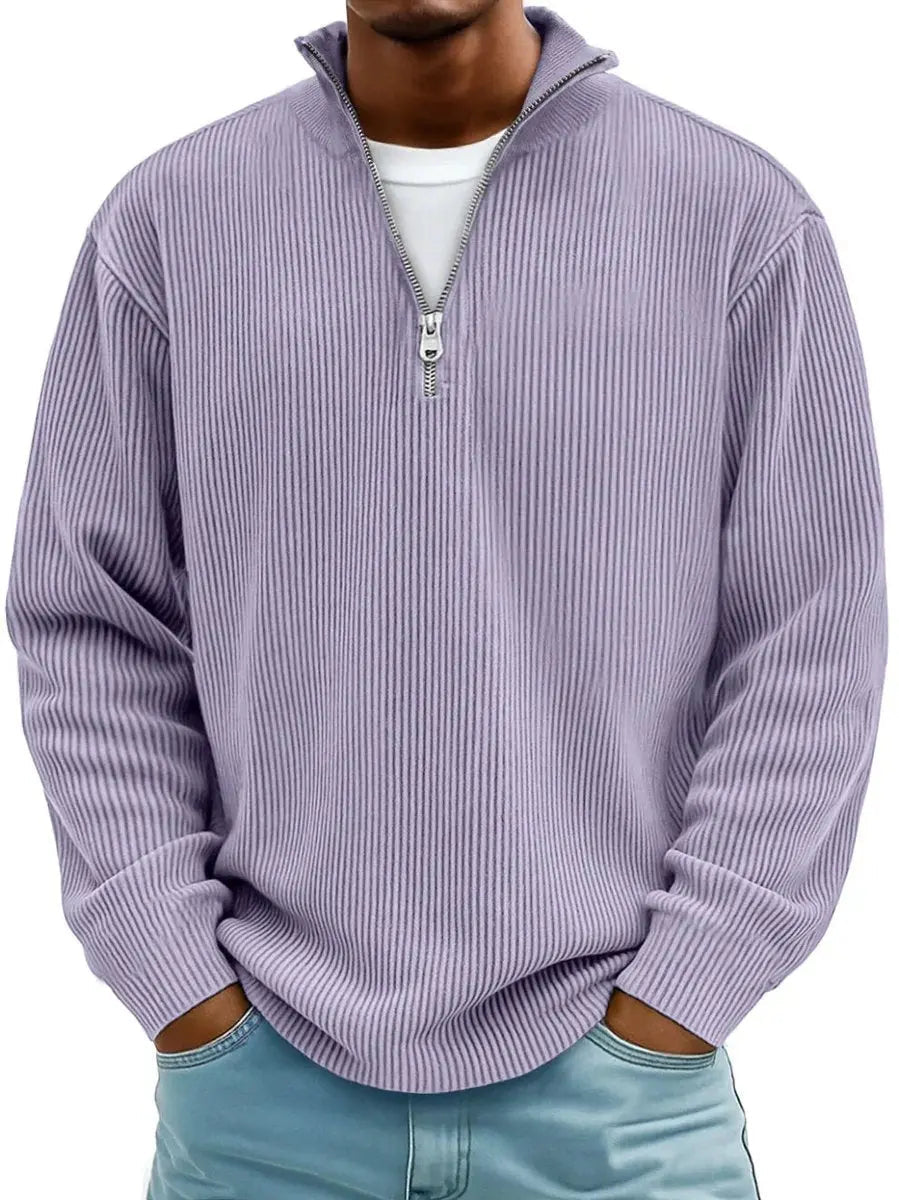 Alfie | Men's Ribbed Knit Sweater Quarter-Zip Pullover Jumper