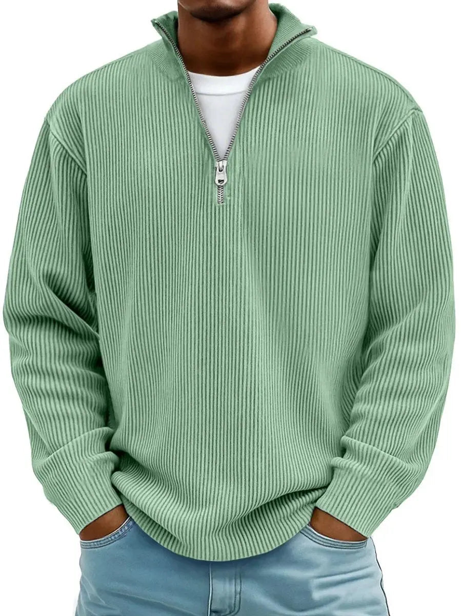 Alfie | Men's Ribbed Knit Sweater Quarter-Zip Pullover Jumper