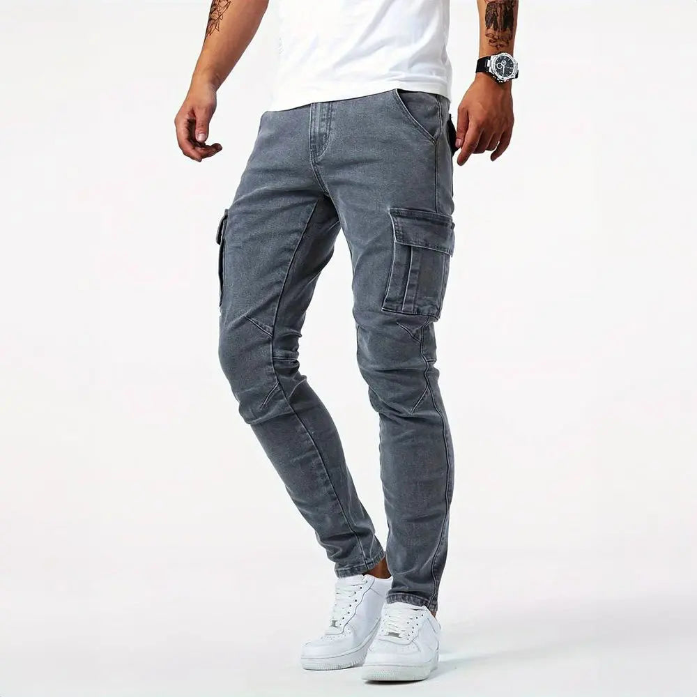 Oscar | Men's Slim Fit Cargo Trousers Side Flap Pockets