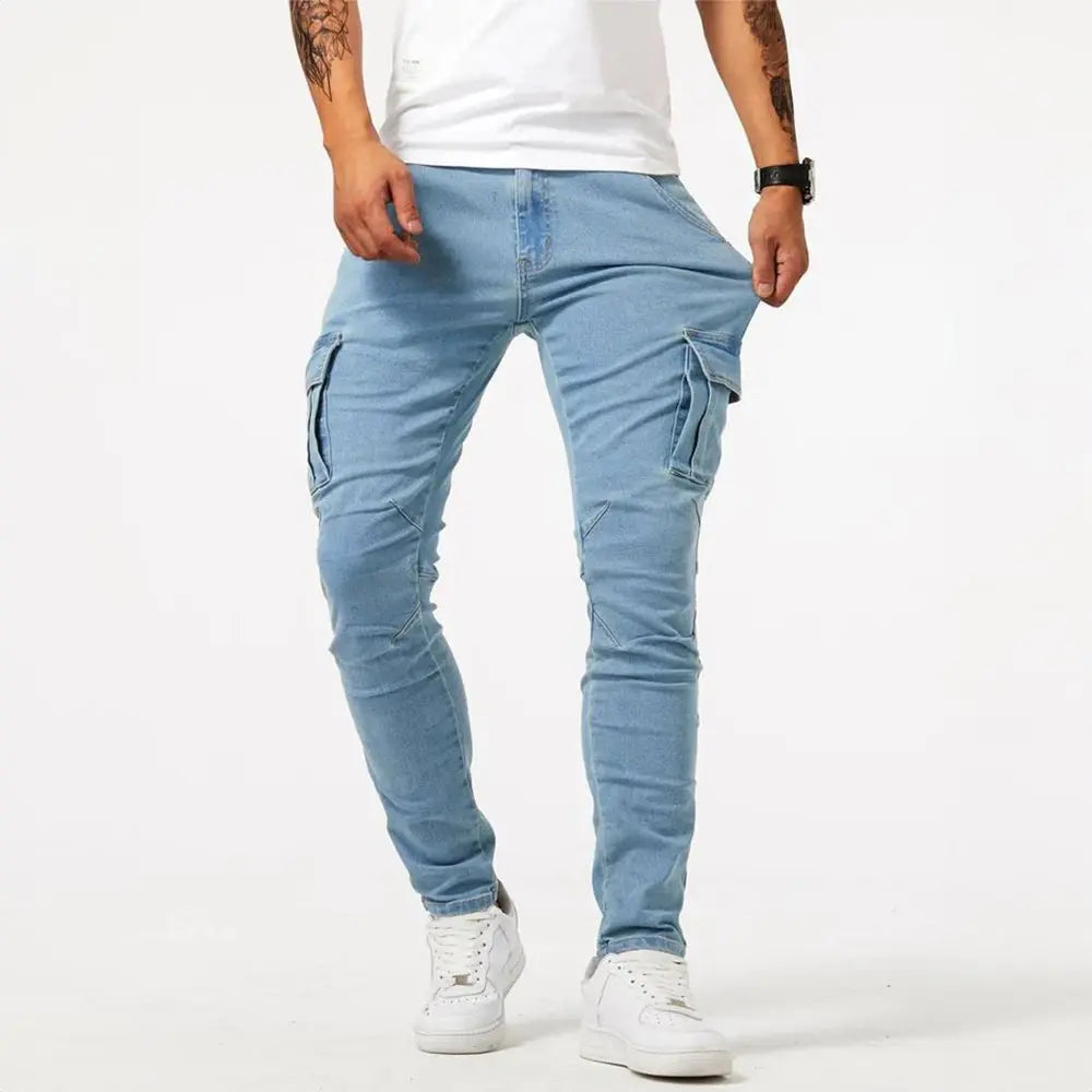 Oscar | Men's Slim Fit Cargo Trousers Side Flap Pockets