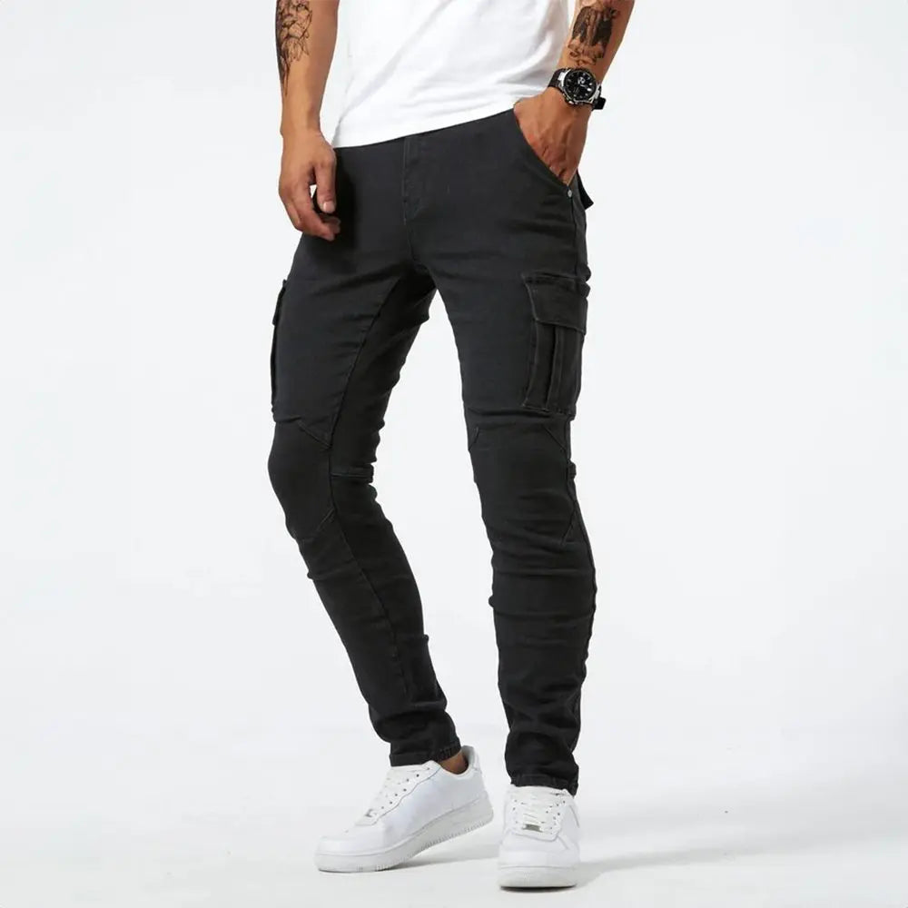 Oscar | Men's Slim Fit Cargo Trousers Side Flap Pockets