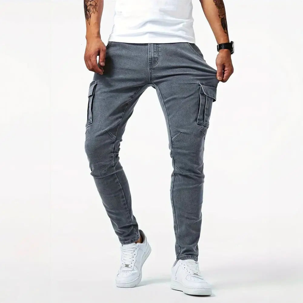Oscar | Men's Slim Fit Cargo Trousers Side Flap Pockets