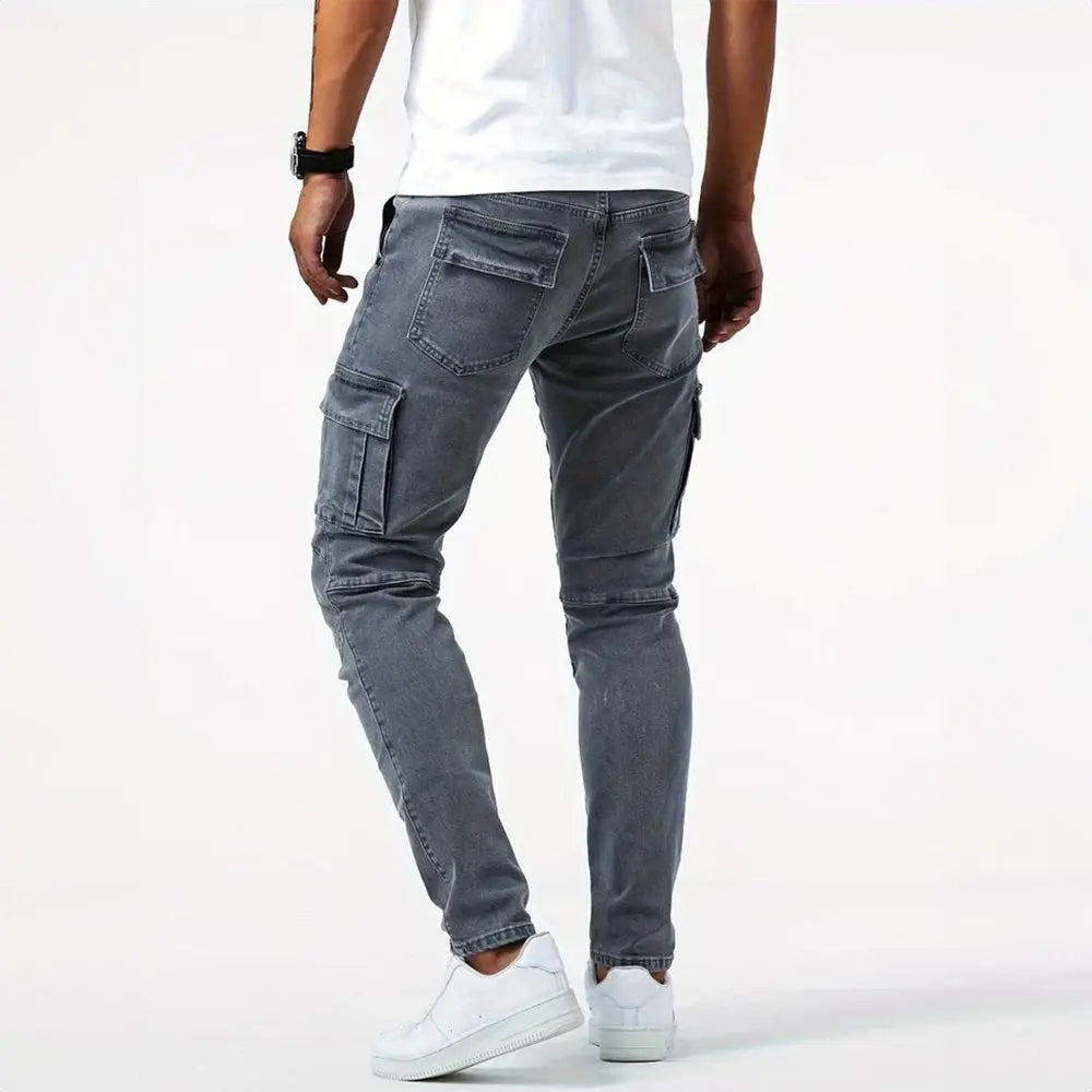 Oscar | Men's Slim Fit Cargo Trousers Side Flap Pockets