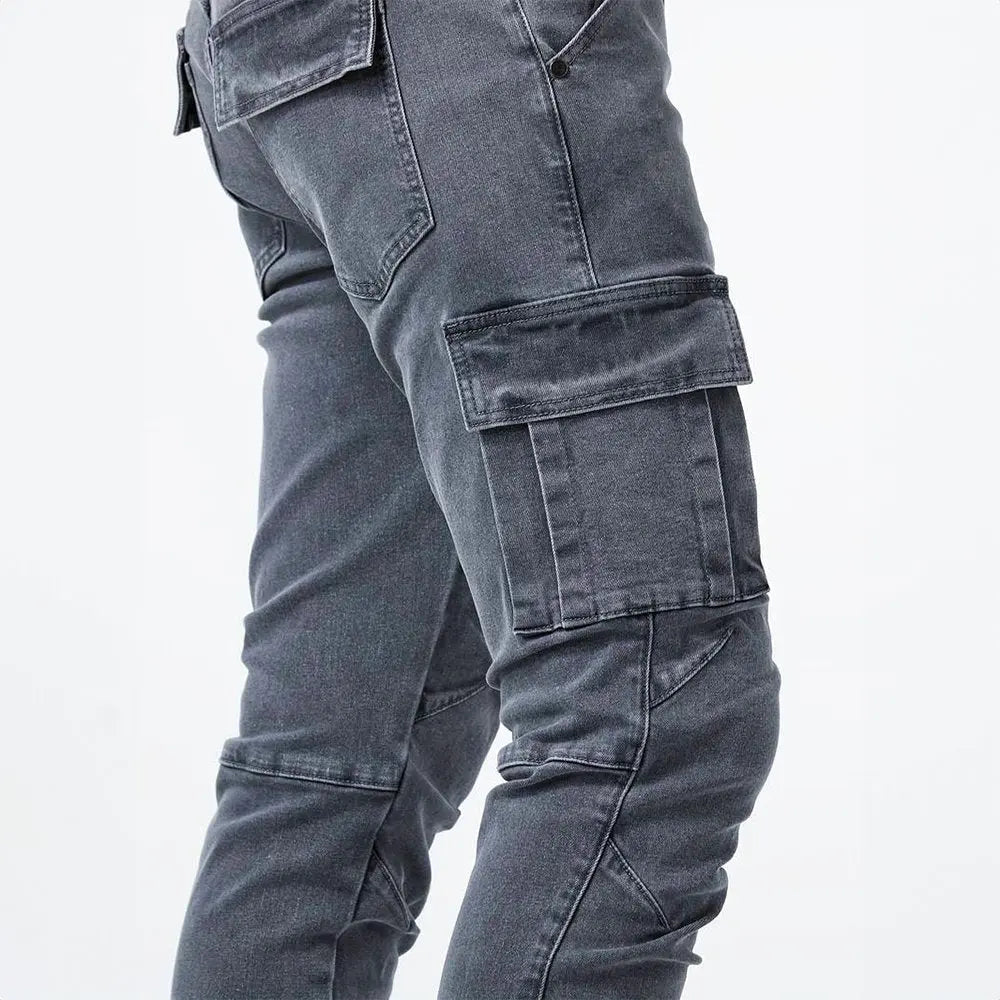 Oscar | Men's Slim Fit Cargo Trousers Side Flap Pockets