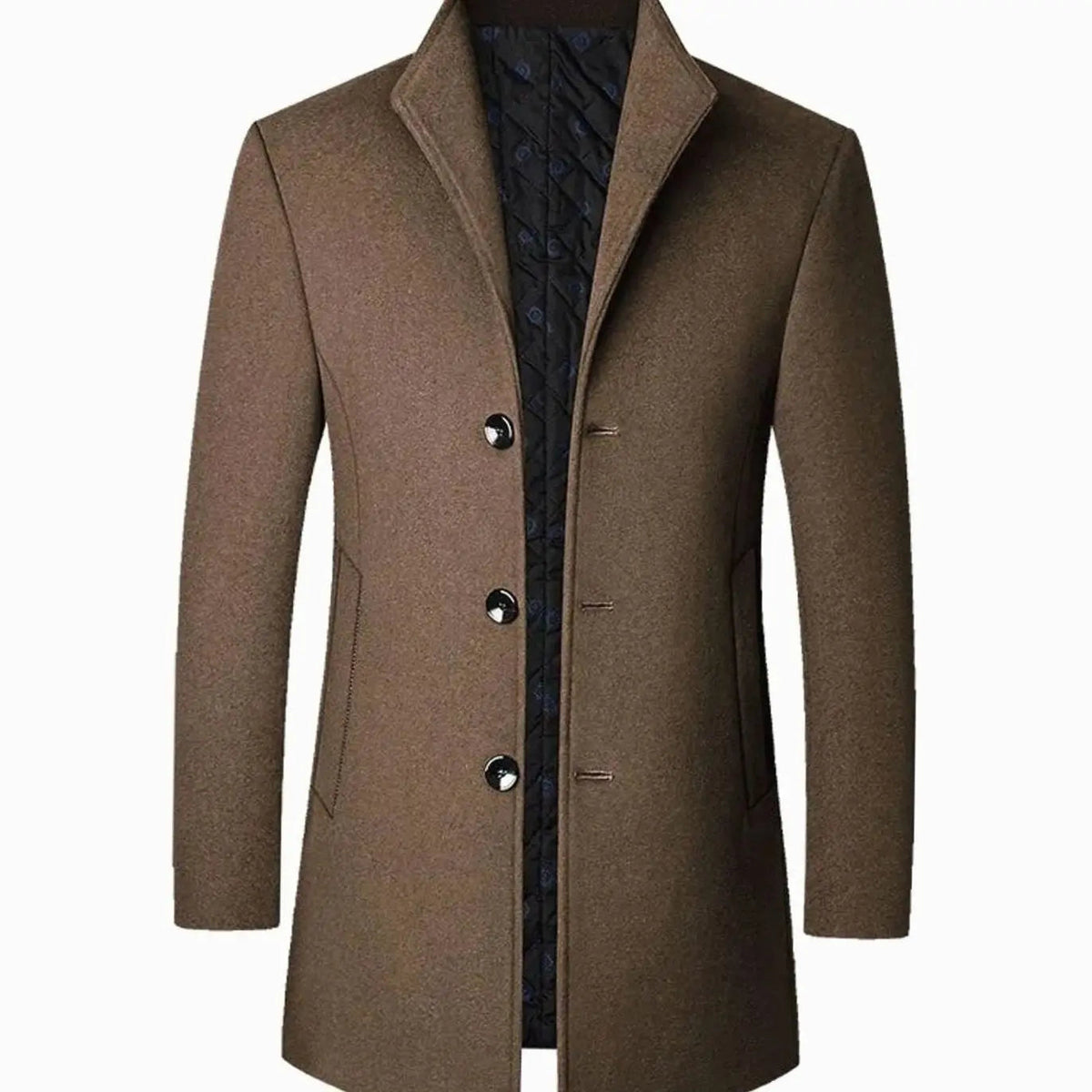 Freddie | Men's Tailored Button-Front Long Overcoat