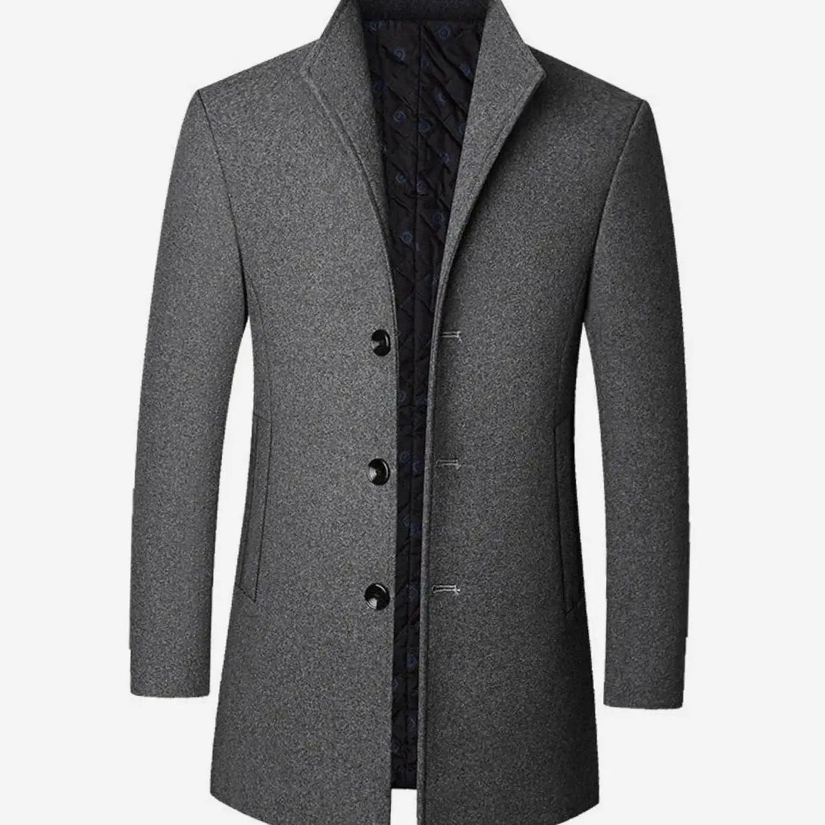 Freddie | Men's Tailored Button-Front Long Overcoat