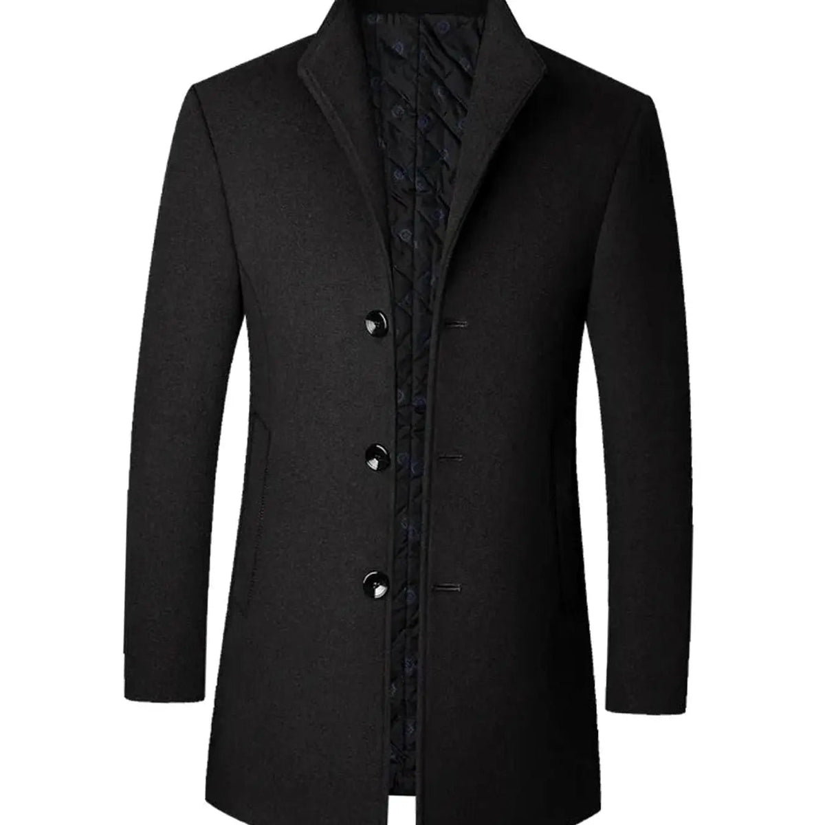 Freddie | Men's Tailored Button-Front Long Overcoat