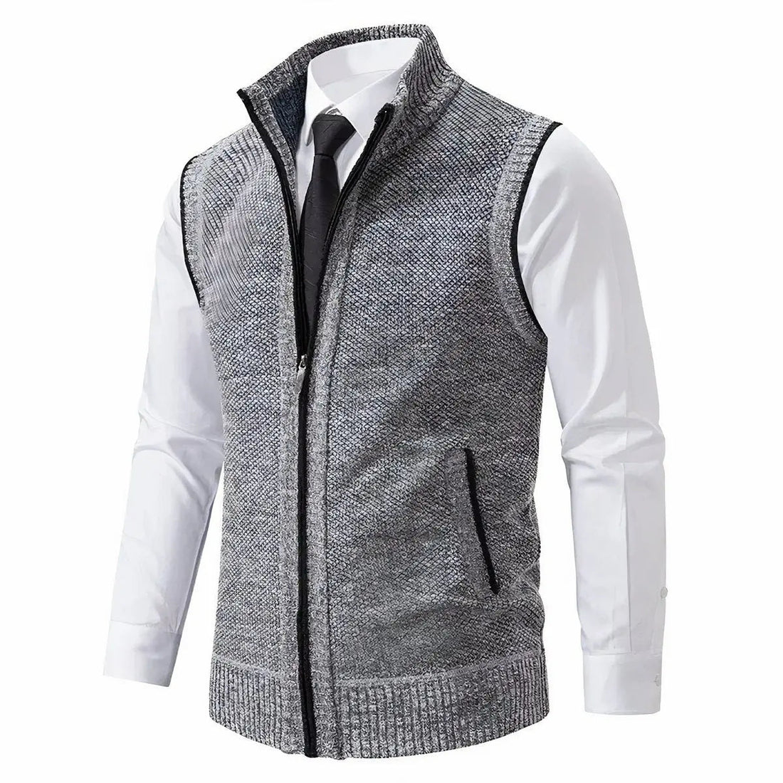 Edward | Men's Zip-Up Sleeveless Knit Mens Cardigan Sweater Vest