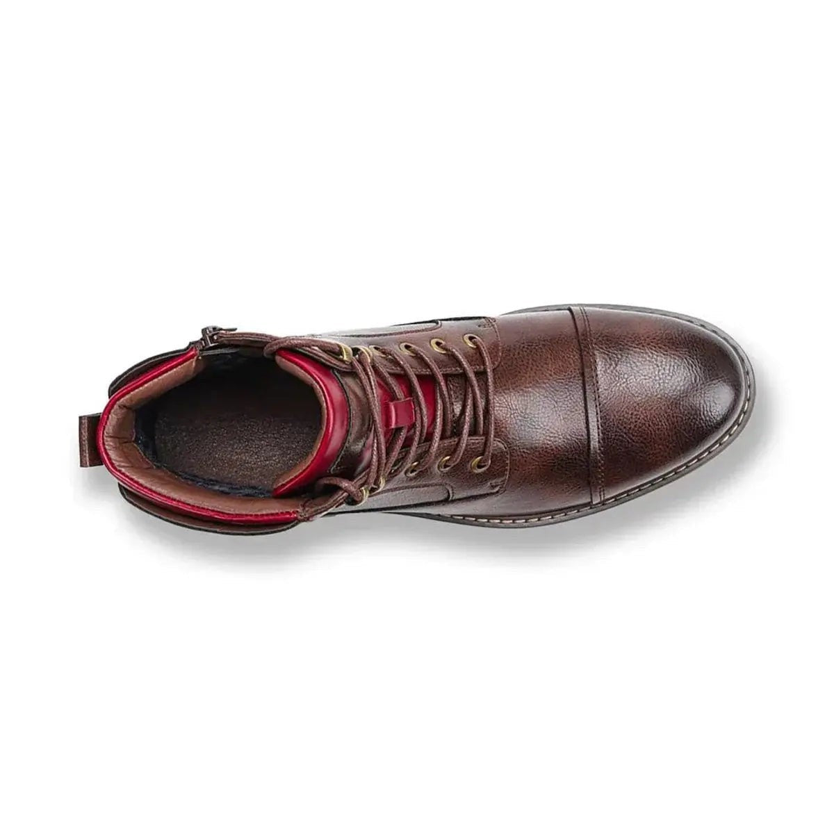Miles | Men's Cap-Toe Vegan Leather Lace-Up Side-Zip Ankle Boots - Standard