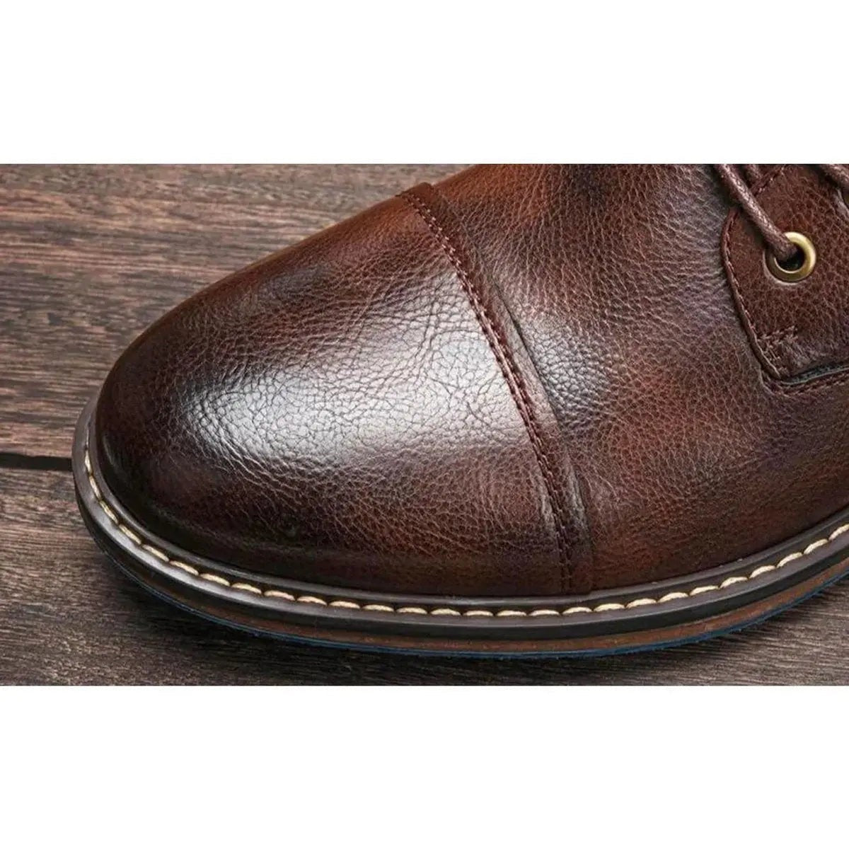 Miles | Men's Cap-Toe Vegan Leather Lace-Up Side-Zip Ankle Boots - Standard