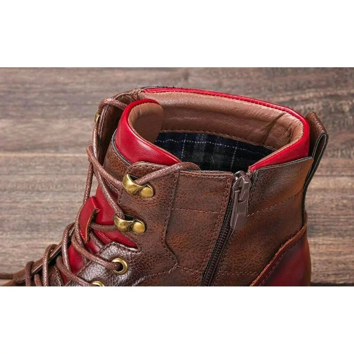 Miles | Men's Cap-Toe Vegan Leather Lace-Up Side-Zip Ankle Boots - Standard