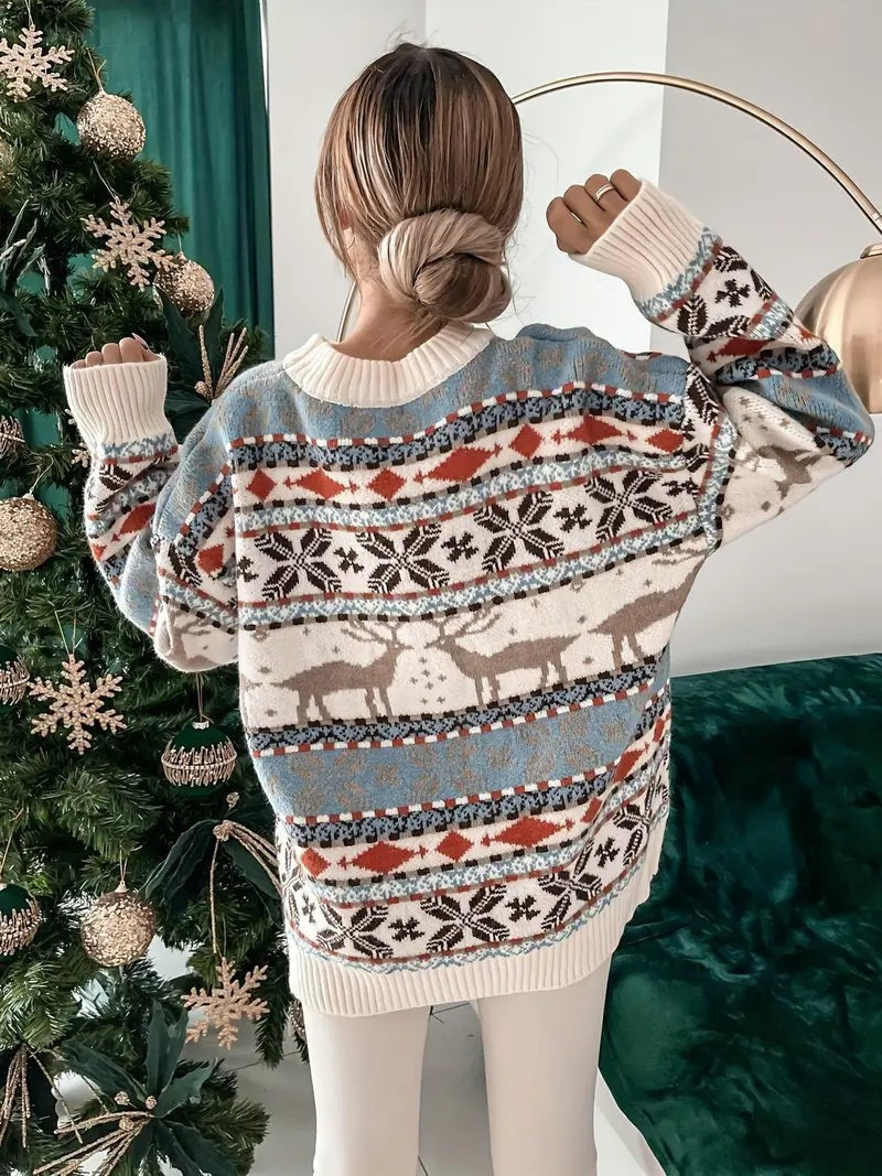 Millie | Women's Oversized Crew Neck Christmas Jumper with Long Sleeves - Standard