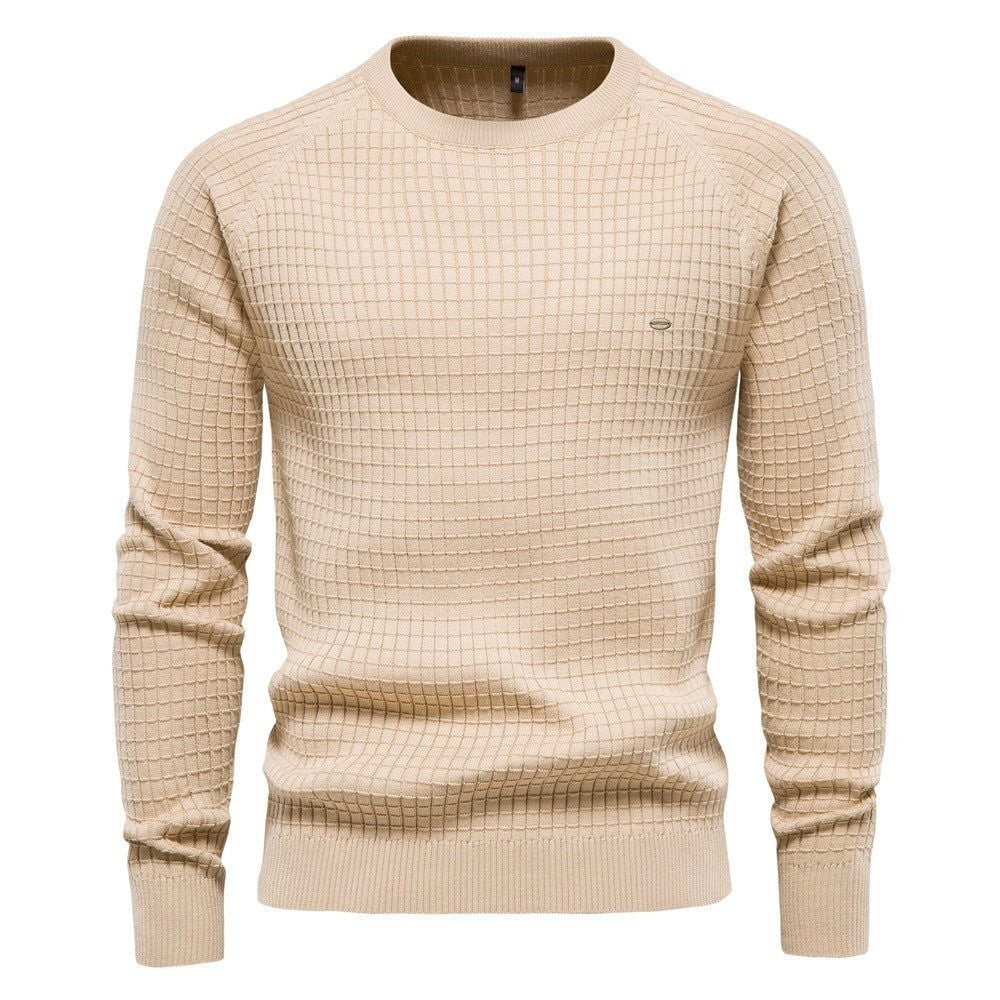 Noah | Men's Textured Crew-Neck Raglan-Sleeve Ribbed Jumper - Beige