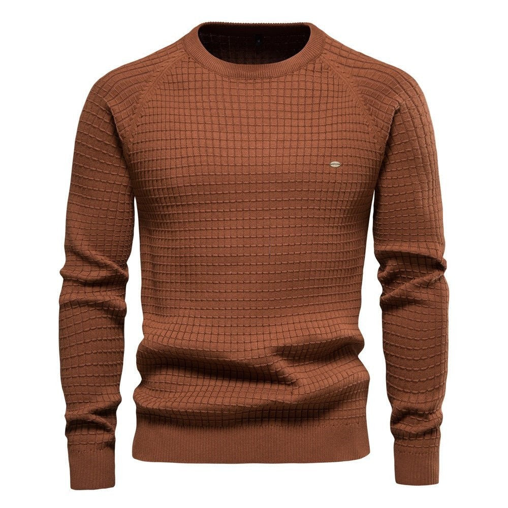 Noah | Men's Textured Crew-Neck Raglan-Sleeve Ribbed Jumper - Brown