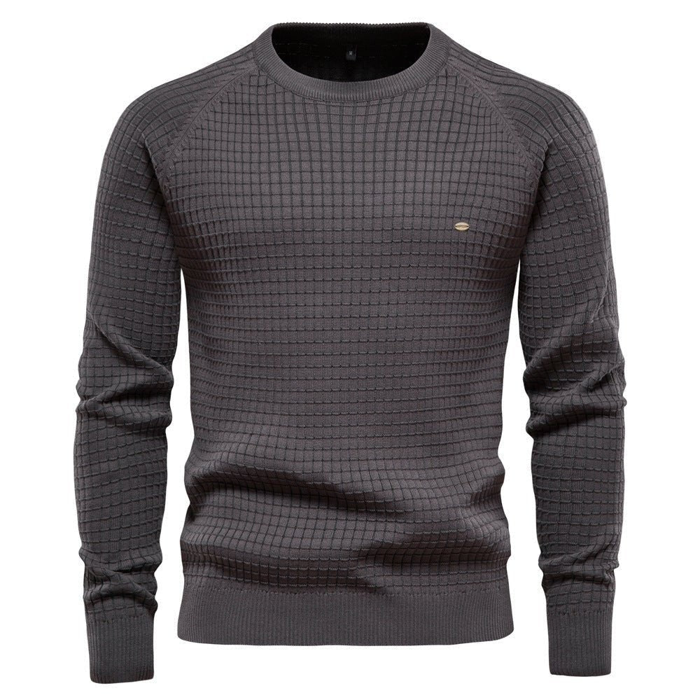 Noah | Men's Textured Crew-Neck Raglan-Sleeve Ribbed Jumper - Dunkelgrau