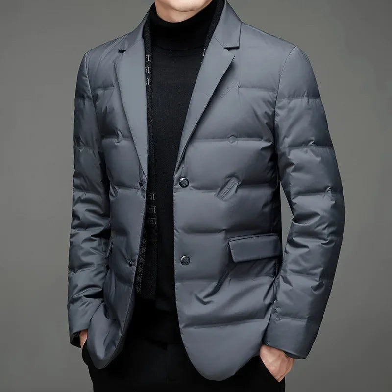 Oliver | Men's Quilted Notch-Collar Double-Button Jacket - Black