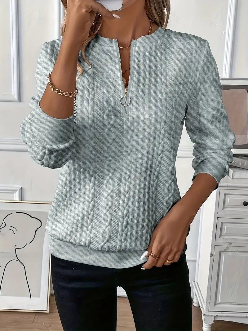 Oliver | Women's Cable-Knit Full-Zip Slim-Fit Jumper - Grey