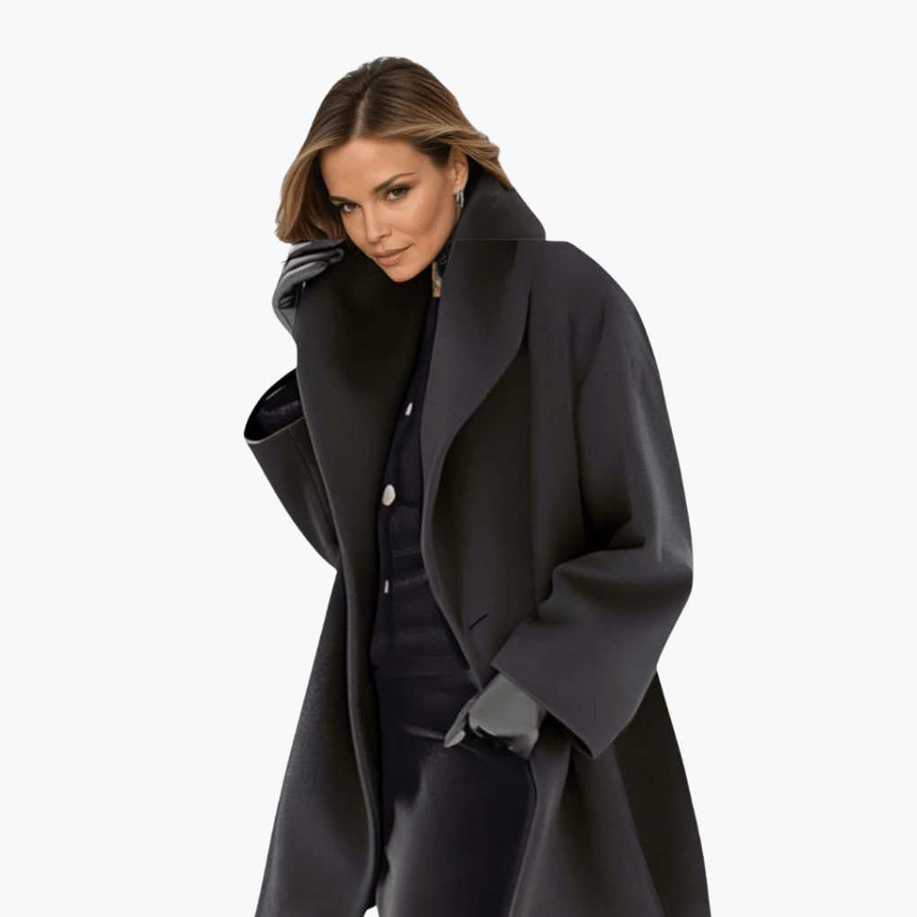 Rosie | Women's Relaxed-Fit Wide-Collar Winter Coat - Black