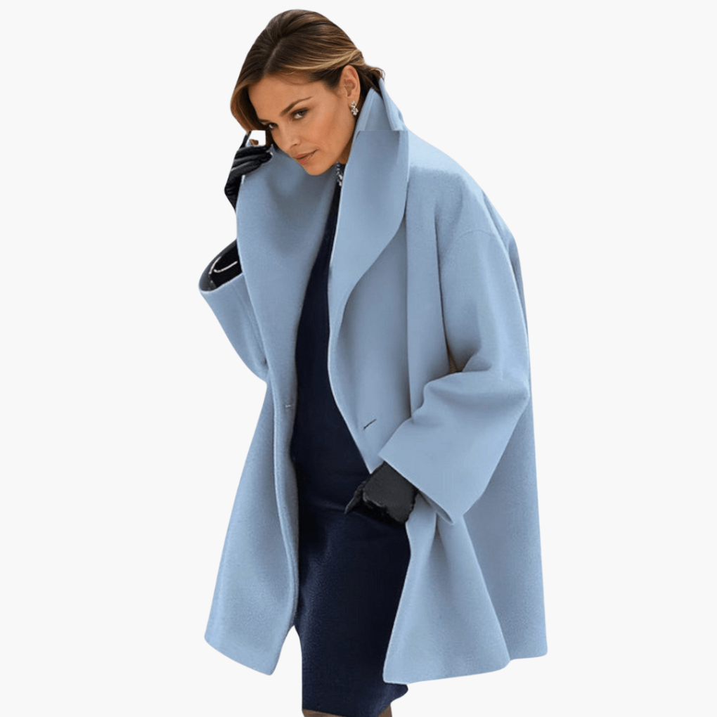 Rosie | Women's Relaxed-Fit Wide-Collar Winter Coat - Blue