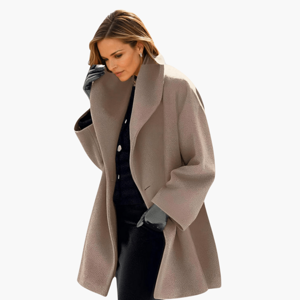 Rosie | Women's Relaxed-Fit Wide-Collar Winter Coat - Khaki
