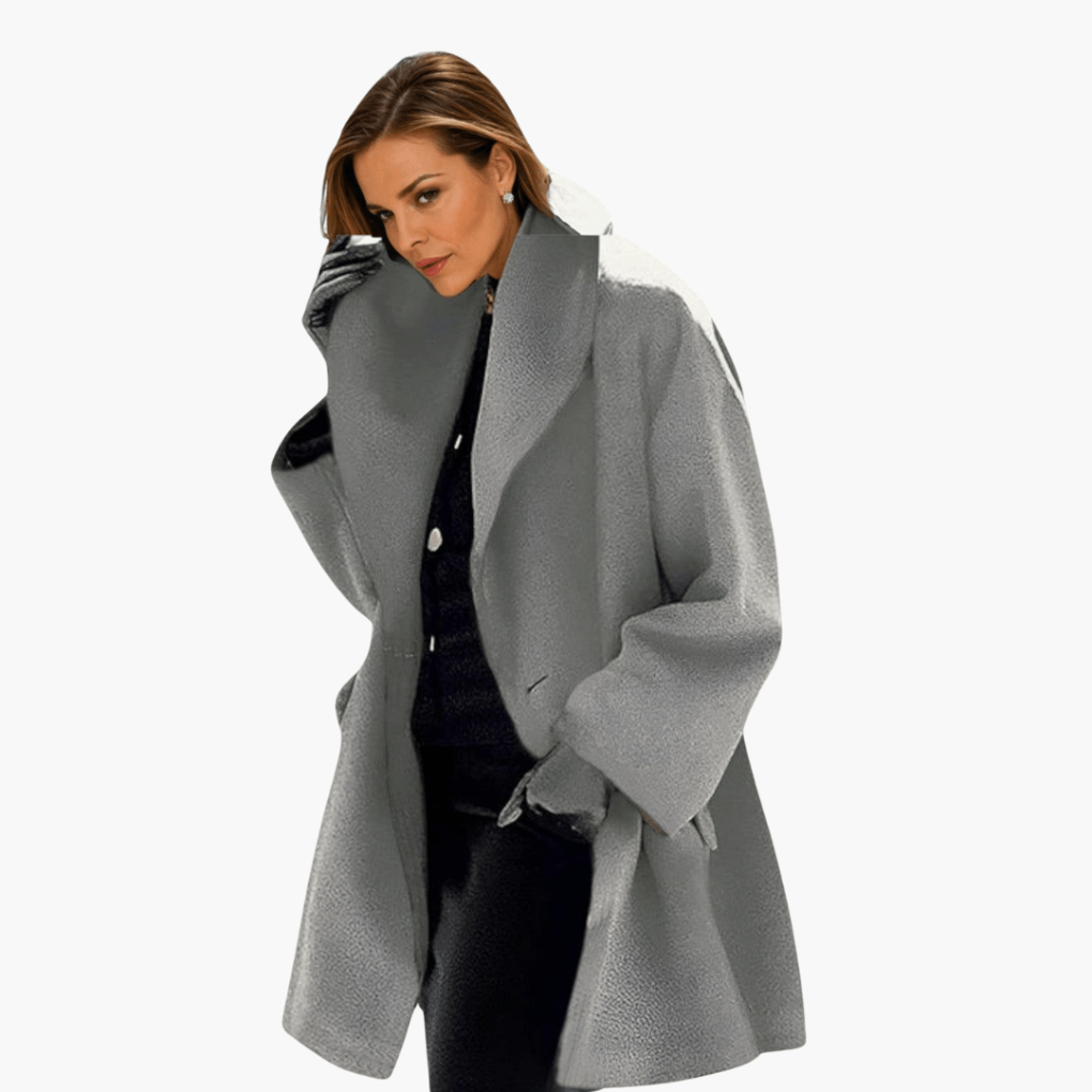 Rosie | Women's Relaxed-Fit Wide-Collar Winter Coat - Light Gray