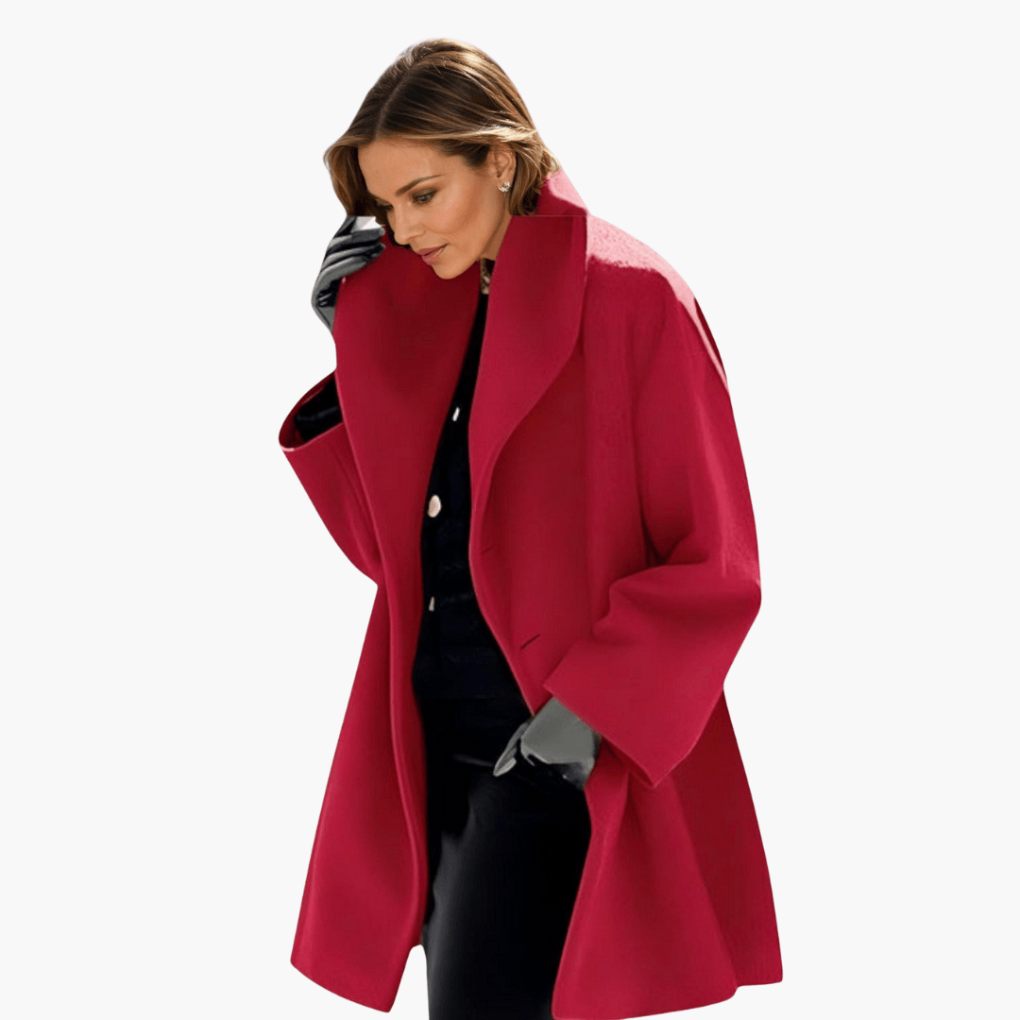 Rosie | Women's Relaxed-Fit Wide-Collar Winter Coat - Red