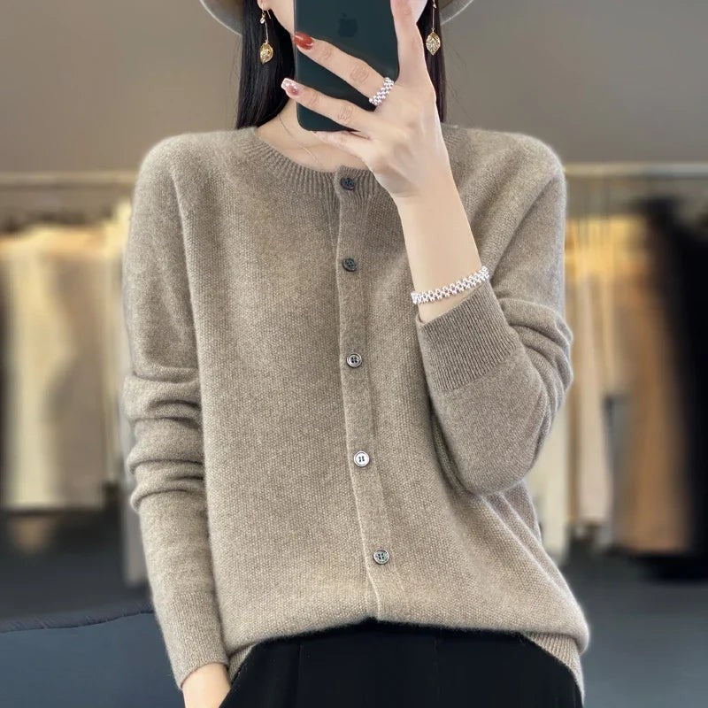 Ruby | Women's Relaxed-Fit Button-Front Knit Cardigan - Camel