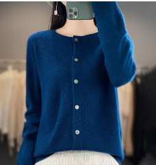Ruby | Women's Relaxed-Fit Button-Front Knit Cardigan - Navy