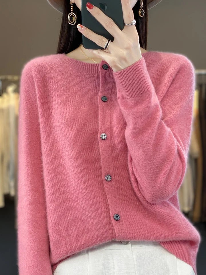 Ruby | Women's Relaxed-Fit Button-Front Knit Cardigan - Pink