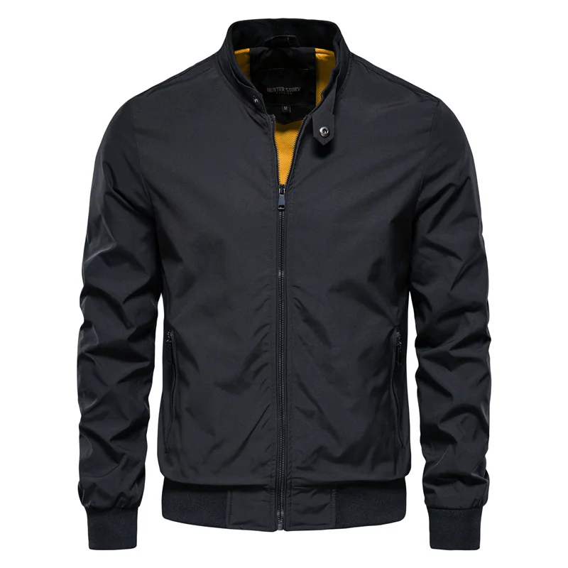 Toby | Men's Streamlined Full-Zip Stand-Collar Bomber Jacket - Black