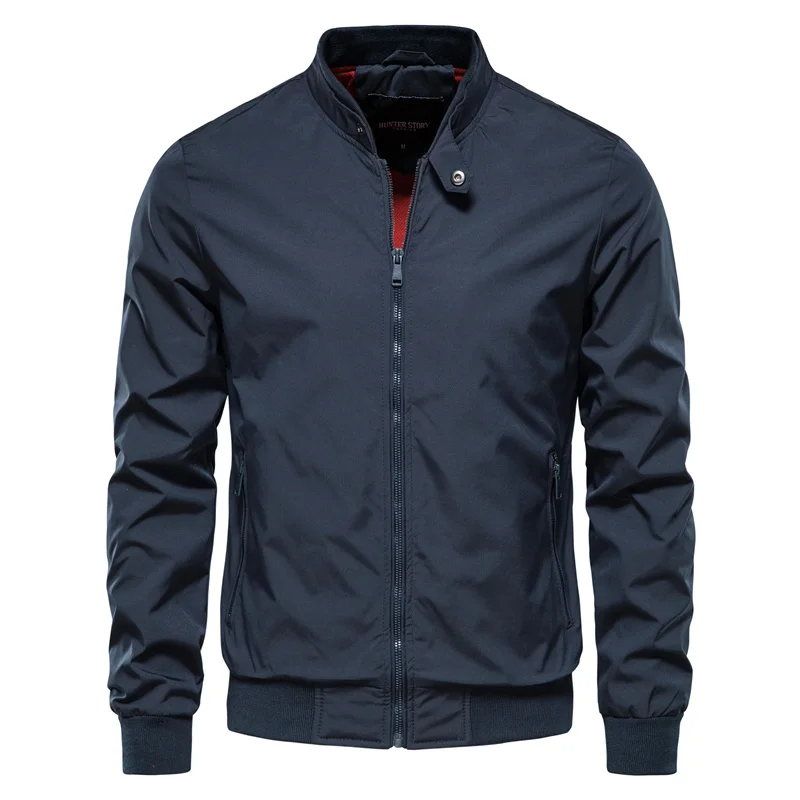 Toby | Men's Streamlined Full-Zip Stand-Collar Bomber Jacket - Blue
