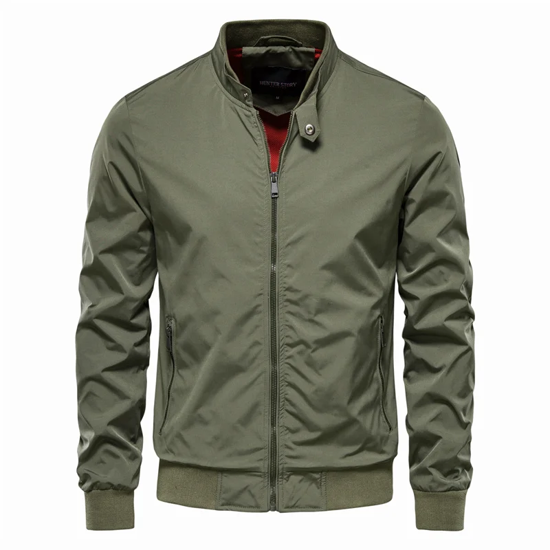 Toby | Men's Streamlined Full-Zip Stand-Collar Bomber Jacket - Green