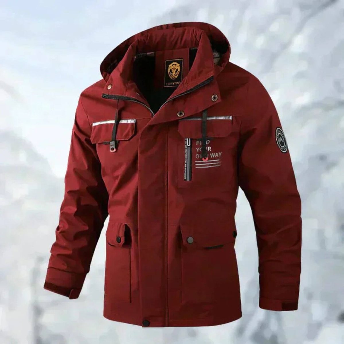 Toby | Men's Waterproof Windproof Quilted Hooded Parka Jacket - Red