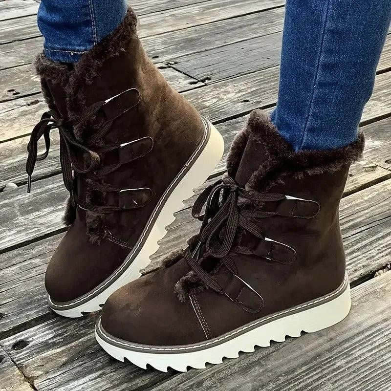Willow | Women's Lace-Up Faux Fur-Lined Chunky Platform Winter Boot - Brown